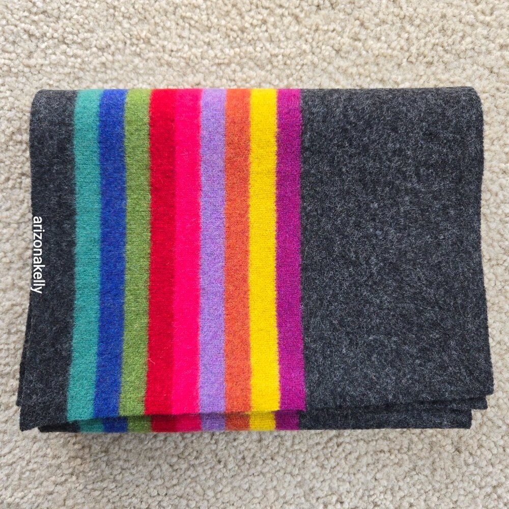 Striped Wool Scarf Green Grove Weavers Scotland - Picture 10 of 10